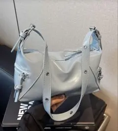 SHEIN ショルダーバッグ 水色 ブルー PU素材 春 調節可能のサムネイル