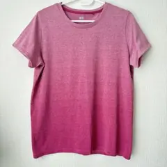 UNIQLO ユニクロ　ドライEXクールネックT 半袖 Tシャツ ピンク Lのサムネイル