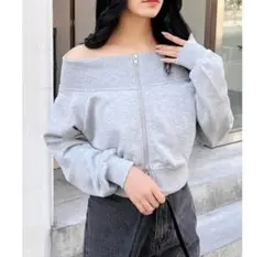 ingni トレーナー スウェット ZIPオフショルスウェットトップス