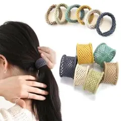 ☘️【6色セット】跡がつかないヘアゴム 髪留め 髪ゴム お洒落 ヘアアクセ 太め