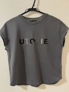 196. UTOPIE ロゴ入り 半袖Tシャツ グレー フリーサイズのサムネイル