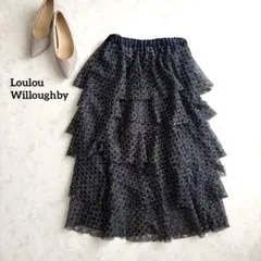 極美品✨Loulou Willoughbyティアード フレアスカート 黒 2のサムネイル