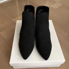 ブラック サイドゴアブーツ 中ヒール