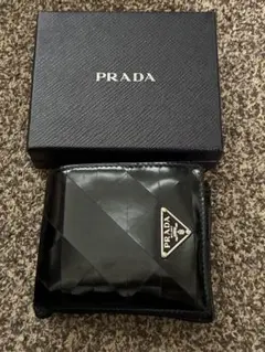プラダ PRADA 2MO513 PVC×レザー 二つ折り財布 ブラックのサムネイル