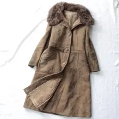 高級！マキシ丈　超ロング　ムートンコート　ボアコート　リアルスキン　ファー　毛皮