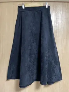 GU スエードタッチフレアミディスカート ネイビーMサイズ