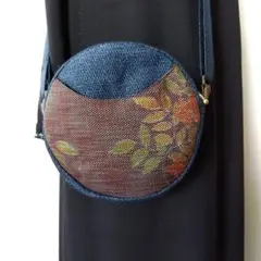 デニムブルー 円形ショルダーバッグ