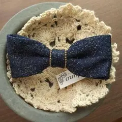 【匿名配送】新品未使用品 タグ付き ネイビーリボンバレッタ