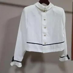 ホワイト トップス　ネイビー　ワイドパンツ