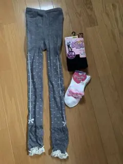 グレー ドット柄 白靴下　レギンス