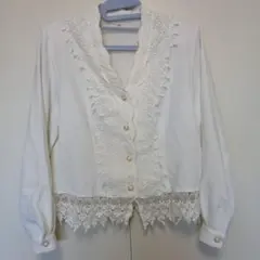 ESSLEY ホワイト レースブラウス サイズ13