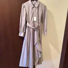 長袖シャツワンピース ベルト付き　パープル