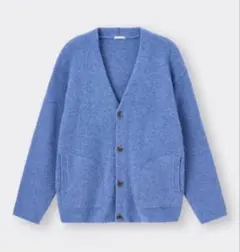 【新品未使用】GU ジーユー ブラッシュドヤーンカーディガン L ライトブルー