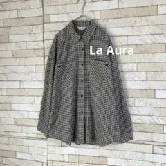 ♤ 美品　La Aura ラ アウラ　チェック シャツ　秋　ボタン　長袖　レトロ