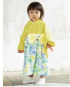 親子　お揃い　コーデ　花柄ちりめん　袴ロンパースのみ 七五三