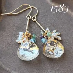 1583 タブレットクリスタル　ピアス