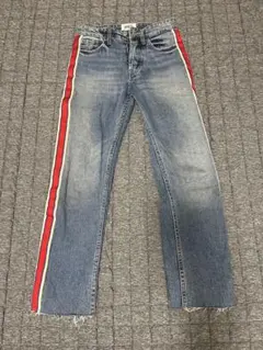 ZARA 32サイズ　ストレートデニム サイドストライプ付き