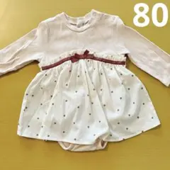 プティマイン ハートシフォンドッキングロンパース 80 ピンク