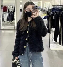 韓国 ボアジャケット ブラック