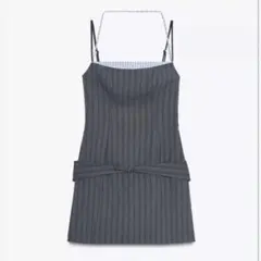 zara ピンストライプ柄コンビワンピース ストライプ ワンピース xsのサムネイル