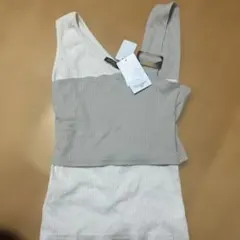 アイボリー/ベージュ リブビスチェ M