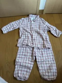 ピンク系チェックパジャマ 80cm90cm