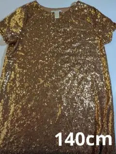 超美品★ゴールドスパンコール半袖ワンピース