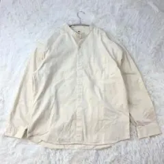 【春秋冬大活躍】UNIQLO デニムオーバーサイズスタンドカラーシャツ 白 L