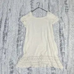 s2624 ハッシュアッシュ 半袖チュニック フレンチスリーブ レース ゆったり