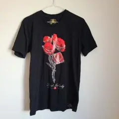 Muerte フラワープリント Tシャツ　バラ 黒 ブラック 古着　薔薇