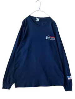 【GILDAN】ネイビー 長袖 ロゴ刺繍　XLサイズ 古着　海外
