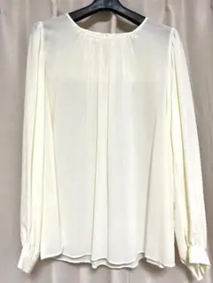 アイボリー シフォン 長袖ブラウス M