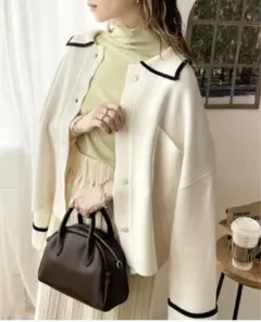 【新品未使用】クラシカルエルフ 配色襟付きニットカーディガンMサイズ タグ付き