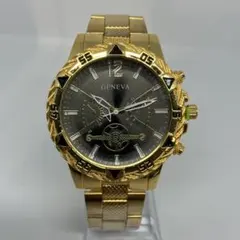 【新品】GENEVA クォーツ腕時計 ゴールドカラー【稼動品】のサムネイル