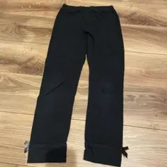 ブラックレギンス Mサイズ 裾リボン付き