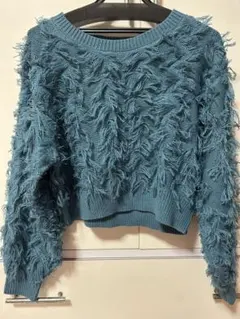 F.C. フリンジ付き青ニット長袖