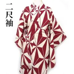 二尺袖 洗える着物 麻の葉 ショート丈 卒業式 重ね衿付 袴に 中古 ns01のサムネイル