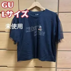 ミッキーマウス　Tシャツ 黒　チュール　gu ミッキーtシャツ Lサイズ