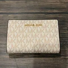 MICHAEL KORS 二つ折り財布 ベージュ/ピンク モノグラム