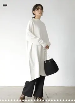 アメリカンホリック　ボトルネックニットワンピース　L ホワイト　オフホワイト