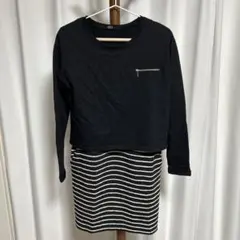 AZUL by moussy 長袖ひざ丈ニットワンピース美品