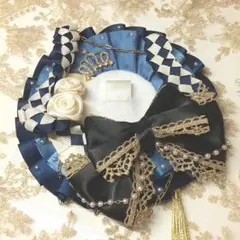 推し活 豪華ロゼット 缶バッジ用 高級感 タッセル付き 青 黒 一点物