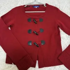 BURBERRY BLUE LABEL　ダッフルニットカーディガン　レッド　38