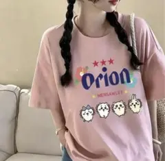 Orion プリント 半袖Tシャツ ピンク ビッグTシャツ　 3XL