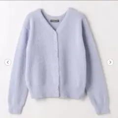 【アデイインザライフ】シャギーニットVネックカーディガン ラベンダー