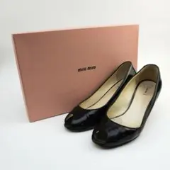 MIU MIU 36 1/2 パンプス エナメル イタリア製 黒 箱付/LD27