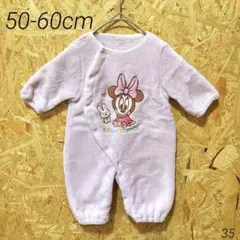 ベビーミニーマウス ロンパース ディズニー ピンク 50-60cm ファー 美品