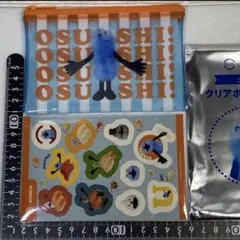 〈スシローxパペットスンスン〉クリアポーチ&シール　オレンジ