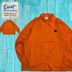 USA製 80s クレムソン大学 カレッジロゴ コーチジャケット オレンジ L