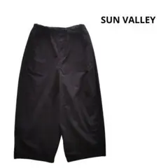 SUN VALLEY　ワイドパンツ　リネン混　ウエストゴム　ゆったり　紺色　M